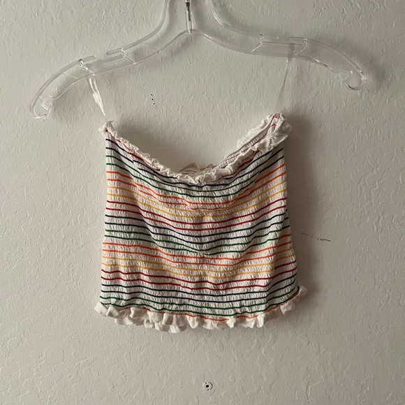 Heart & Hips Tops - Heart & Hips Rainbow Stripes Sleeveless Cropped Stretch Tube Top